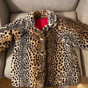 BOUTIQUE CACHCACH SIZE 4 GORGEOUS FAUX LEOPARD GIRLS FUR COAT